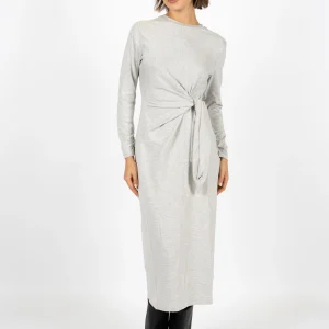 Abito in jersey elasticizzato con dettagli in vita annodata